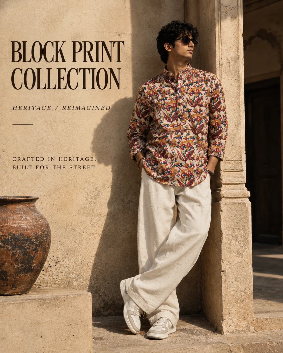 Block Print Collection — a man in a block-printed kurta