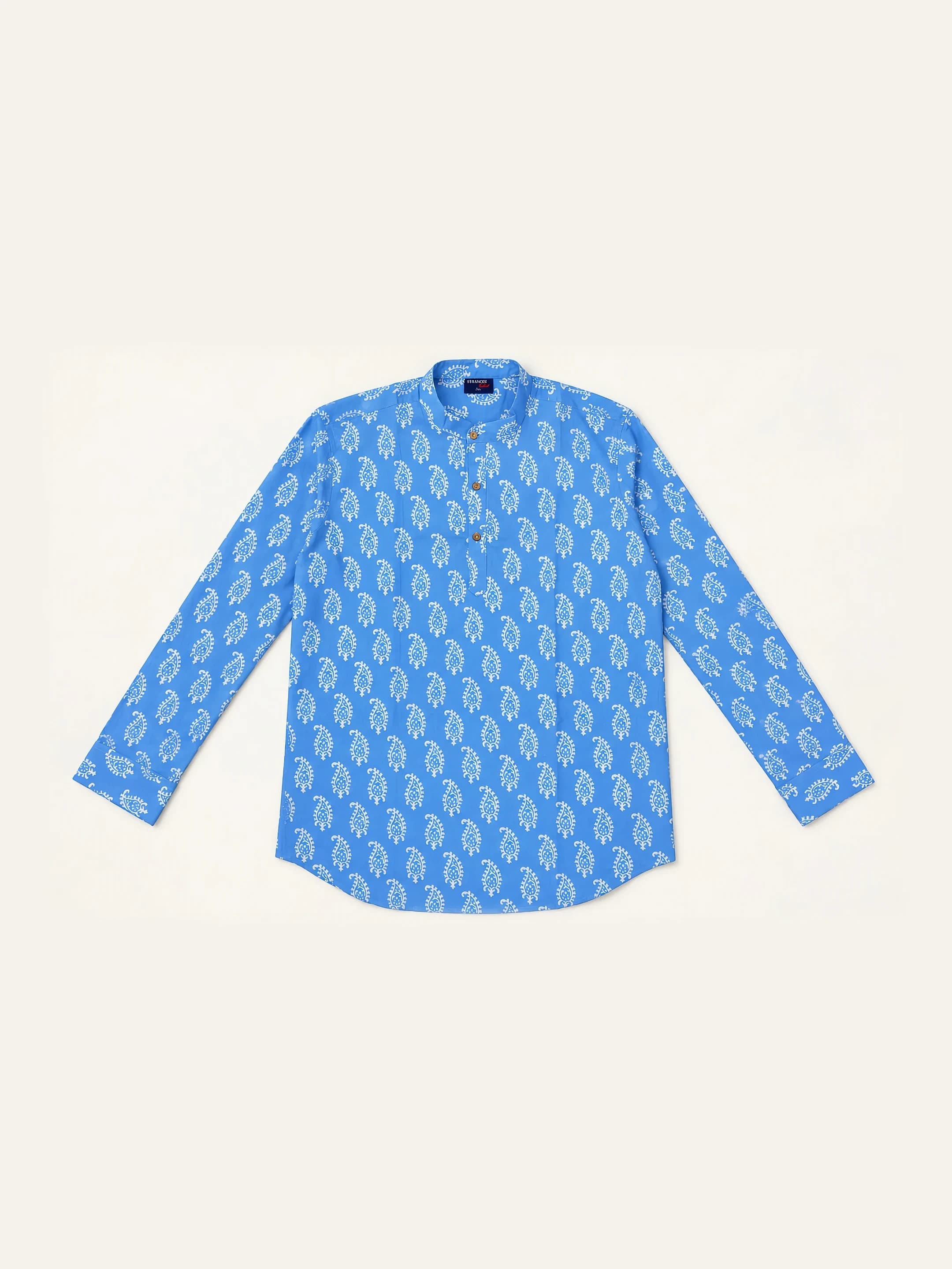 Buta Block Print Kurta in Sky Blue