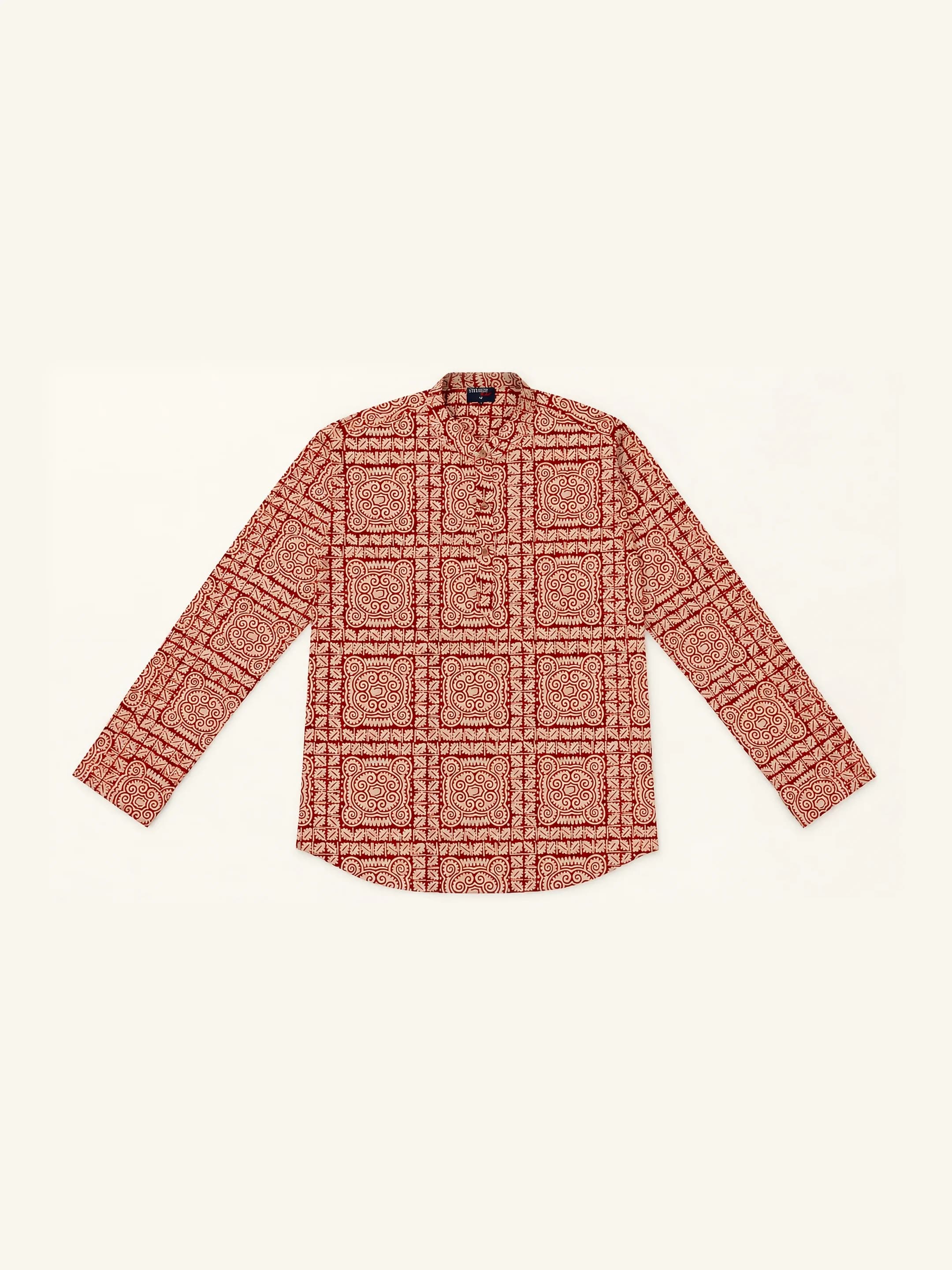 Jaali Block Print Kurta in Red