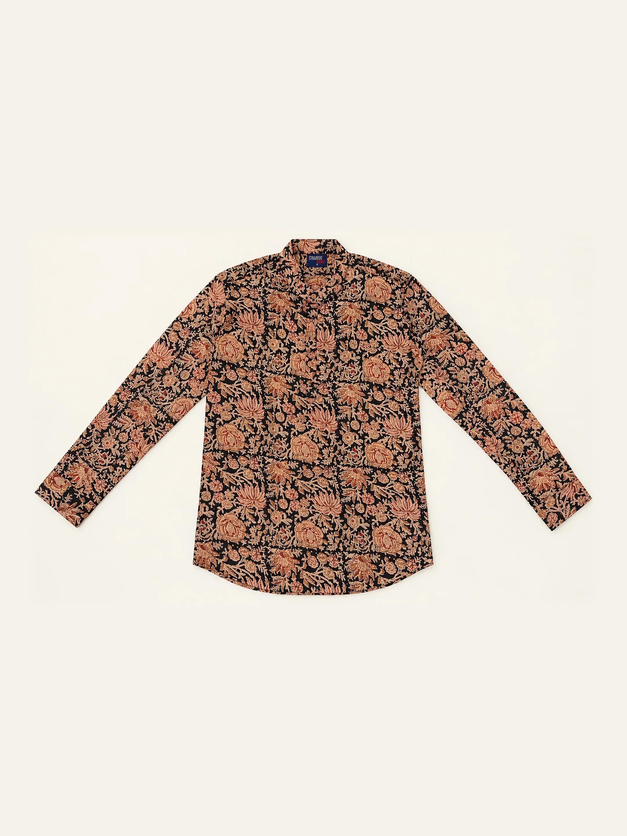 Raat Block Print Kurta in Black